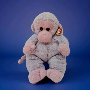 Vintage TY Baby Monkeybaby Rattle Plush Pillow Pal Light Purple 1999